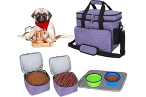 Teamoy Travel Bag for Dog Gear, Dog Travel Bag for Carrying Pet Food, Treats, Toys and Other Essentials, Ideal for Travel, Camping or Day Trips (Small, Purple)