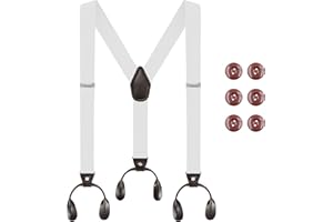 Beaface Men's Braces Button End, Button Braces for Men Trousers Heavy Duty, Men Braces for Trousers with Buttons 1.4" Wide Adjustable Elastic Y Shape
