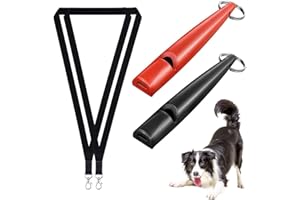 FANNAS Fischietti per Cani 2 Pezzi Professionale Fischietto Ultrasuoni per Cani con Cordino Fischietto per Cani a Frequenza Regolabile Antiabbaio per Controllo Richiamo e Abbaiare Nero/Rosso