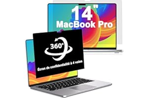 LUSA DESIGN 360° Filtre de Confidentialité pour MacBook Pro 14 Pouces (2024-2021, M4/M3/M2/M1), Protecteur d'écran Anti-Espion Anti-Lumière Bleue, Antireflet Filtre Ecran Confidentialité Portable