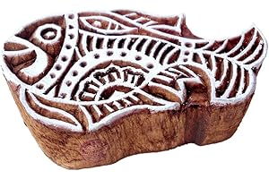 ROYAL KRAFT Tradicional Pescado Acuático Forma Madera Bloque Impresión Sello - Bricolaje Alheña Tela Textil Papel Arcilla cerámica Bloque Impresión Sello