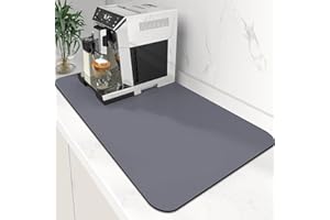 PACUM Tappetino Scolapiatti 60 x 50cm Tappetino Macchina Caffe Super Assorbente Scolapiatti Lavello Tappetino per Scolapiatti Antiscivolo Tappetino Lavello Cucina，per Cucina Caffettiera （Grigio chiaro）