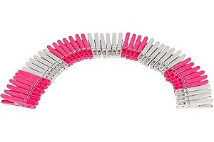 Kleeneze KL064431EU7 Steady-Grip Lot de 50 Épingles à Linge, Pinces pour Corde à Linge, Épingle à Linge pour Vêtements, Pinces à Linge pour la Maison, Plastique, Gris/Rose