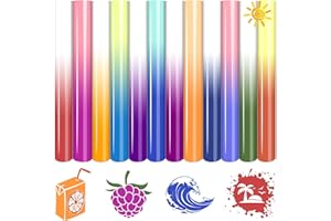 Tintnut Color Changing HTV Vinyl - 12 Sheets 12inch x 10inch UV Color Changing Heat Transfer Vinyl Sunlight Sensitive HTV Iron on Vinyl Compatible with Cricut for DIY T-Shirts, Hat, Clothing