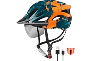 RaMokey Fahrradhelm Erwachsene mit Licht,Radhelm, Cityhelm Urban Fahrradhelm für Herren Damen mit Abnehmbarer Magnetische Schutzbrille Visier, Fahrrad Helm mit 18 Belüftungskanäle57-62cm