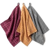 SaoTi Terry Cotton Kitchen Towels 50 x 50 cm Set of 3 Decorative Colours &ndash; Ultra Absorbent Terry Kitchen Cloth Reinforced Loo