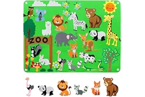TOMATOYS Juguetes Educativos de Fieltro para Niños. Colección Montessori de Figuras Didácticas: Sistema Solar, Mapa Mundi, Animales Marinos, Zoo y Granja. Regalos Infantiles 3-5 (Animales de Zoo en Juguete)