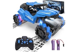 DEERC Ferngesteuertes Auto,RC-Stunt-Auto mit Beleuchtung und Sound, 360°-Drehung, Allradantrieb, 2,4 GHz All-Terrain-Monstertrucks, 2 wiederaufladbare Batterien, 50 Min. Spielzeit
