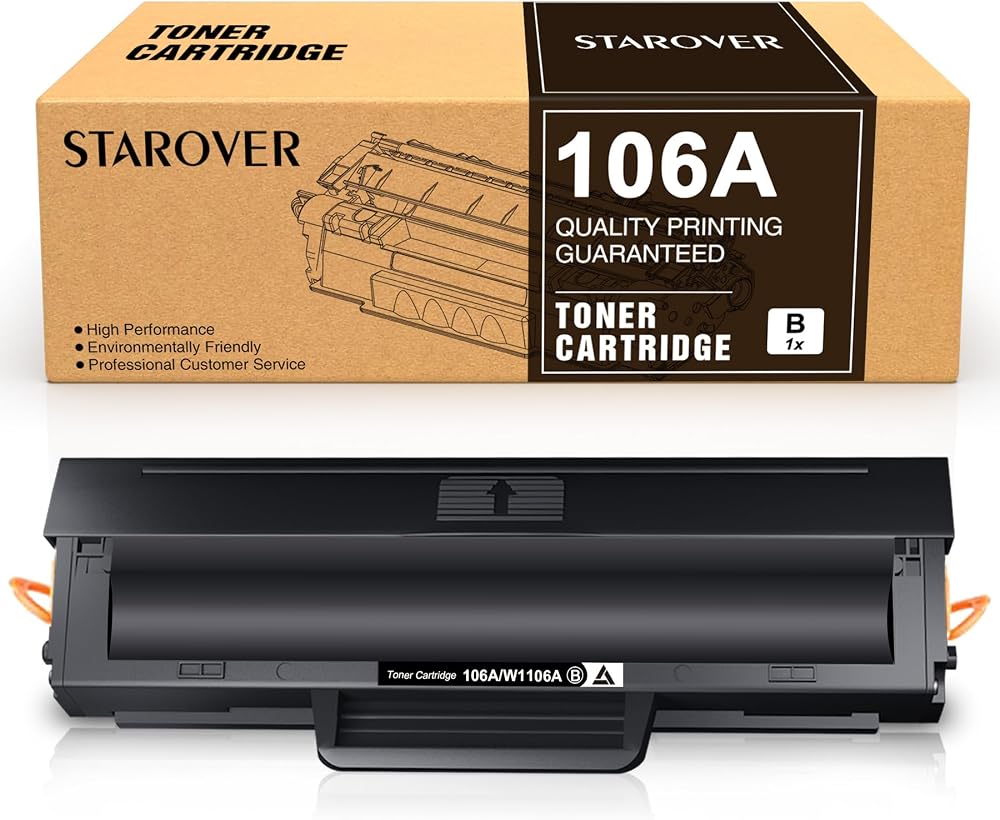 STAROVER 106A HP 106A W1106A Toner Kartuşu HP Lazer 107w 107a 107r HP Lazer MFP 135wg 135a 135r 135w 137fnw için Uyumlu (1 Siyah, Çipli)