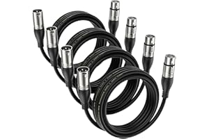 EBXYA Câbles Microphone XLR Équilibrés 3M Lot de 4, Câble Audio Professionnel 3 Broches Mâle vers Femelle pour DMX, Studio, Home Studio et Équipement Audio