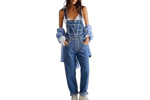 Loalirando Tuta Lunga in Denim da Donna Salopette Donna Denim Monopezzi da Donna Eleganti Pantaloni Larghi Jeans Tuta Casual