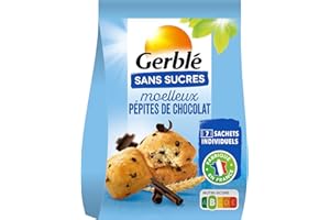 Gerblé Moelleux Pépites de Chocolat Sans Sucres – Gâteaux Individuels Gourmands, Sans Huile de Palme, Format 196g (7 sachets)