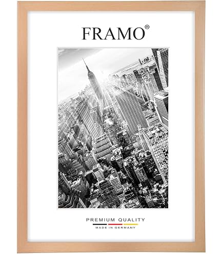 Cadre Photo Bois 69x92 Cm Sur Mesure FRAMO - Verre Antireflet - Noir Brillant - Allemagne