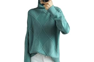 MAOAEAD Women's Loose Cashmere Turtleneck Sweater Cardigan Winter Warm Polo Neck Jumpers Soft Comfy Knitted High Neck Tops