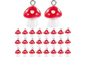 Milisten 30pcs Resin Jewelry Charm Pendants Ornament Mushroom Pendants Crafts Jewelry Making Accessories for DIY Earrings Necklace Red