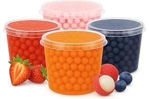 ONHA Bubble Tea Perlen Set - 4er Pack Set mit Popping Boba Fruchtperlen - fruchtige Tapioka Perlen servierfertig - Erdbeere, Maracuja, Blaubeere, Litschi für Bubble Tea