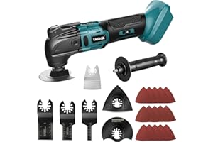 TASDISE Oscillating Multi Tool, Cordless Oscillating Tools for Ma-Kita 18 V Battery 6 Speed 8500-21000RPM, Brushless Motor Oscillating Saw for Sanding, Scraping, 21 Accessories, Without Battery