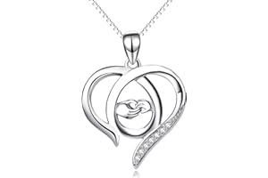 YAFEINI Gifts for Mum Sterling Silver Love Heart Hand Pendant Necklace Jewellery for Women, Mum,Mother