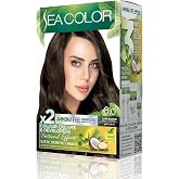 SEA COLOR Amonyaksız, Vegan, Doğal, Besleyici Kalıcı Sa&ccedil; Boyası%100 Beyaz Kapama (1 PAKET 2 x 50 ml Boya & OKSİDAN) (Koyu Kum
