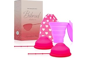 Bibrad Apendisc Disco Mestruale - 2 Taglie S e L - Coppetta Sterilizzante e Borsa per il trasporto - Dischi sostenibili e riutilizzabili in silicone medico al 100% - Massima protezione e capacità
