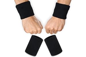 MEETTIKEY 2 PCS Sweat Bands, Elastic Cotton Sports Wristbands Reusable Wrist Sweat Bands Moisture Wicking for Men Women Gym Basketball Baseball Football Tennis