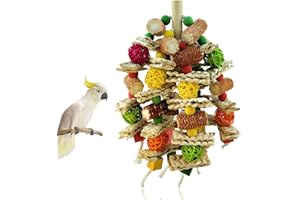 ZYQUES Bird Chewing Toys, Parrot Toys Natural Corn Cob Funney Bird chew Toys for Large Birds African Greys Amazons Cockatoos and Macaws (Colorful)