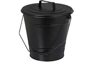 Relaxdays askhink med lock, handtag, 7 liter, järn