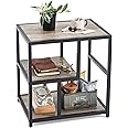 LINSY HOME End Table, 3-Tier Narrow Side Table with Storage Shelves, Industrial Beside Sofa Table, Solid Nightstand for Living Room, Bedroom, Balcony, and Office, Easy to Assembly