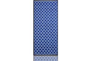 GBS BROTHERS GBS Premium Foldable Rugs - Indoor Outdoor Reversible Weatherproof Polypropylene Mat - Perfect for Camping, Beach, Garden, Hallway Rug - Lightweight Plastic Straw Area Rug 75x180 cm (Blue)
