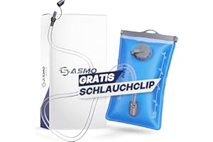 SASMO Sports® Bukłak 2 l z magnetycznym klipsem do węża | bukłak nie zawiera BPA i nie wpływa na smak | worek do picia z 2 otworami do plecaka do biegania, wędrówek, jazdy na rowerze i na kemping