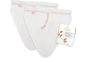 Amazy Filtro para Leche Vegetal (2 Bolsas | 20x30 cm) + Etiquetas de Pizarra – Bolsa Ideal para Bebida Vegetal, zumos y Batidos de Frutas y Verduras