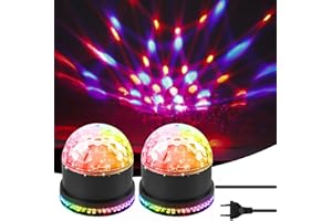 GOMETY 2 Stück Discokugel, RGB Discolicht 5W 48 LED Discokugel 360° Rotation Disco Party Lamp Partylicht Automatischer Musikgesteuert Modus Bühnenbeleuchtung Deko für Heim Geburtstag Weihnachten Verein KTV
