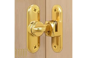 L&W LUCK Serratura per Porta, 90/180 Scorrevole Chiusura per Porte Scorrevoli, Fienili, Bagni, Finestre, Cucine, Ecc (Oro)