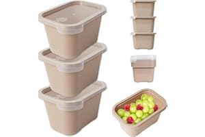 Mypicompany. Tapers para comida hermetico, 3 Piezas de 1000 ml. Envases para alimentos aptos para Microondas y Lavavajillas. Taper Plastico Color Marrón