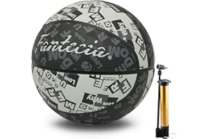 Fantecia Ballon de basket graffiti noir et blanc avec pompe, taille 5, parfait pour le style urbain