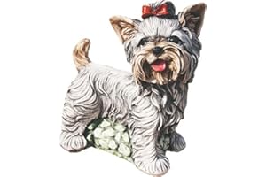 AnaParra Figura Decorativa jardín Perro Yorkshire de Hormigón Piedra Color 23X26cm. Color