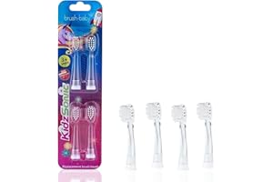 Brush-Baby KidzSonic - Testine di ricambio per spazzolino da denti a forma di razzo e unicorno, dai 3 anni in su, 4