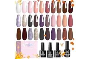 BEETLES GEL POLISH BGel Polish 16 Colors Gel Nail Natural Charm Collection Pink Nude Nail Design Soak Off Burgundy Manicure Golden Glitter Color Set Need Uv Light Cured Salon Home Diy