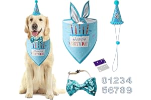 AIMICOCA Hundegeburtstagsmütze Bandana – Hundegeburtstagsparty Zubehör Geburtstagshundemütze mit Zahlen Hundebandana (Blau)