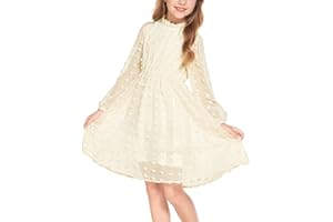 Arshiner Girls Princess Dresses Swiss Dot Flared Sleeve Ruffle Collar Kids Party Wedding Dress A-Line 5T-13Y