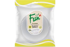 FUN BY AL BAYADER فن Everyday Disposable Plastic Bowl Set, Small 10 Cm, Pack Of 50