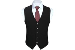 HISDERN Kamizelka męska formalna impreza ślub jednokolorowa kamizelki klasyczny garnitur biznesowy kamizelka z kieszeniami