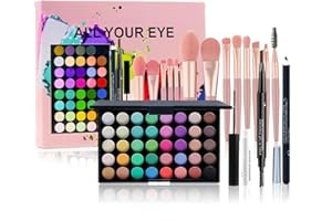 WishesMar Set Trucchi Make Up Completo Donna Cosmetico Kit per Occhi - Trucchi con Ombretti Matita per Eyeliner Matita per Sopracciglia Mascara e Pennelli per il Trucco