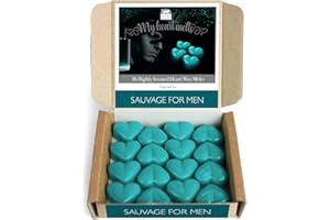 SPOTLESS LEOPARD Sauvage for Men Wax Melts - 16 x 5g Heart Shaped Wax Melts Inspired Aftershave Men Sauvage High Street Scent in a ECO Gift Box