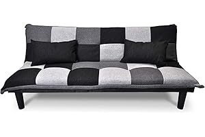 SAMIRA Divano letto clic clac, divanetto Russell grigio scuro - nero - grigio chiaro