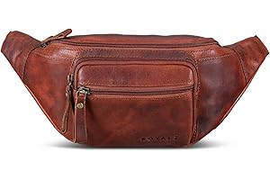 Riñonera ROYALZ 'Alabama' riñonera de Cuero para Hombres y Mujeres, Estilo Retro Vintage, riñonera, riñonera Plana