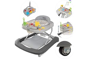 ib style® Little DINO Gehfrei| Babywalker | Lauflernhilfe | Licht & Melodie |EN 1273:2020 |Grau
