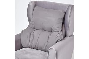 HOMESCAPES Szara poduszka pod plecy, gruba poduszka lędźwiowa na fotel, krzesło biurkowe lub sofę, miękka, 100% bawełna, ortopedyczna poduszka na postawę, głębokość 15 cm