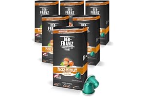 Cápsulas de café compatibles con Nespresso, 6 x 10 Cápsulas, aromatizado con aroma a Avellana