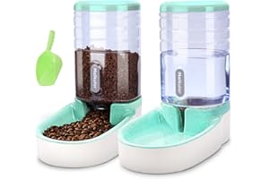 MEIKULER Meijeegu Futterspender für Haustiere, 3,8L Futterspender und Wasserspender Mit Futterschaufel Set für kleine und groß Hunde, Katzen und Haustiere(Grün)